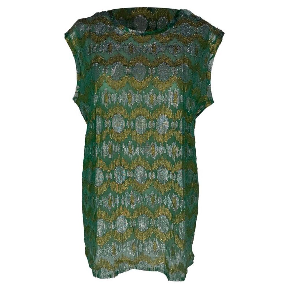 Lanvin Jacquard Shimmery Blouse in Green Polyester